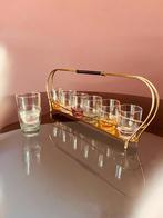 SET LUMINARC BORRELGLAASJES MET MESSING HOUDER, Ophalen of Verzenden