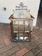 Vintage Windlicht met Glas en Houten Frame, Huis en Inrichting, Ophalen, Gebruikt, Glas, Minder dan 100 cm