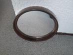 ronde spiegel bruine rand retro vintage jaren 70, Minder dan 50 cm, Gebruikt, Rond, Ophalen of Verzenden