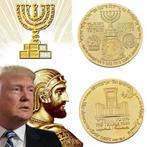 Donald Trump op vergulde munt bij Joodse Tempel in Jeruzalem, Postzegels en Munten, Munten | Amerika, Goud, Losse munt, Verzenden