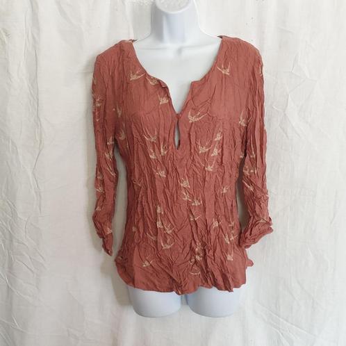 mooi damesshirt met zwaluwen. Mt 44. Merk NafNaf, Kleding | Dames, T-shirts, Zo goed als nieuw, Maat 42/44 (L), Bruin, Korte mouw