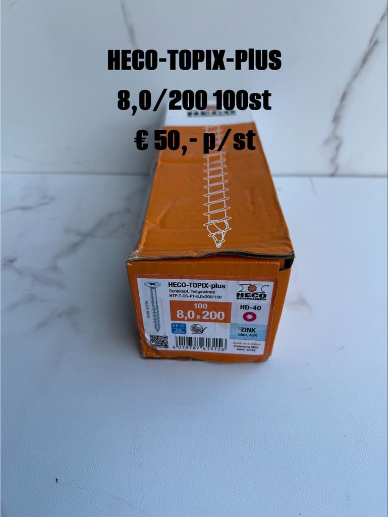 HECO-TOPIX-PIUS Schroeven 8,0x200 - 100 stuks Nieuw, Ophalen of Verzenden, Nieuw, 100 tot 250 mm, Schroeven