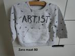 Zara - sweat trui Artist maat 80, Kinderen en Baby's, Babykleding | Maat 80, Truitje of Vestje, Ophalen of Verzenden, Zo goed als nieuw
