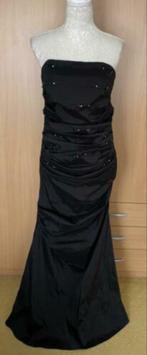 Lange zwarte jurk met stola en handschoenen maat 42