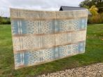 Vintage wollen deken 230 x 180 zacht blauw beige ecru, Ophalen of Verzenden, Zo goed als nieuw