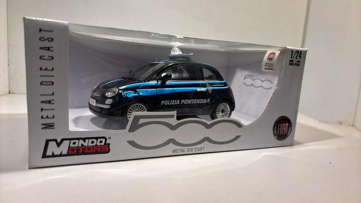 Fiat 500 polizia mondo moters 1.24, Hobby en Vrije tijd, Modelauto's | 1:24, Zo goed als nieuw, Overige merken, Ophalen of Verzenden