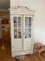 Grote witte antieke kast met glas, Huis en Inrichting, Kasten | Stellingkasten, Ophalen, Gebruikt