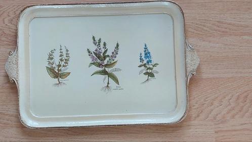 Vintage houten dienblad, Italië, botanisch, Huis en Inrichting, Woonaccessoires | Dienbladen, Zo goed als nieuw, Hout, Rechthoekig