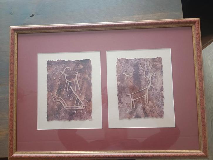 Etsen Indiaanse petrogliefen Utah, ingelijst, Antiek en Kunst, Kunst | Tekeningen en Foto's, Ophalen