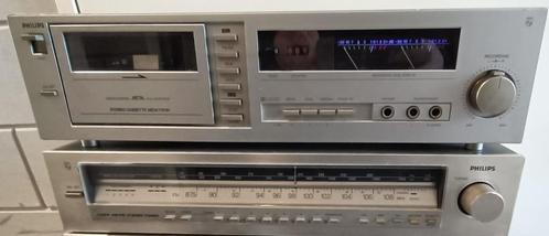 Vintage PHILIPS Cassetde deck Stereo Tuner, Radio, Audio, Tv en Foto, Radio's, Gebruikt, Radio, Ophalen of Verzenden