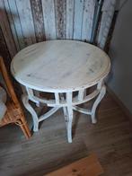 Bocx brocante witte teak tafel, bijzettafel,, Huis en Inrichting, Ophalen, Zo goed als nieuw