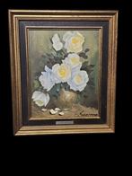 Schilderij WITTE ROZEN .Gesigneerd, Ophalen of Verzenden