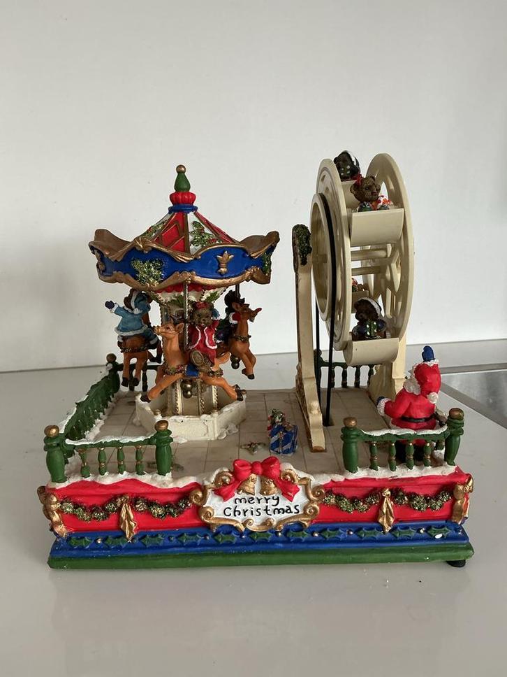 Kerstcarrousel met reuzenrad speeldoos, Diversen, Kerst, Gebruikt, Ophalen of Verzenden