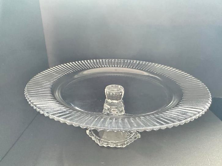 Glazen Taartschaal met voet, Antiek en Kunst, Antiek | Glas en Kristal, Ophalen of Verzenden