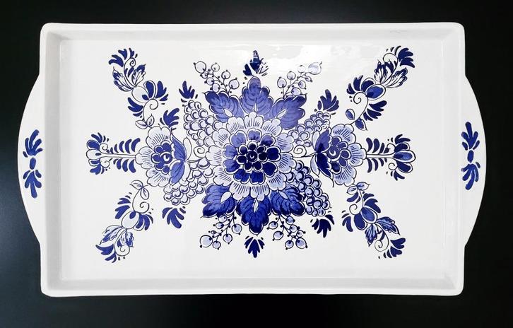 Delfts Blauw dienblad met bloemen design, Antiek en Kunst, Antiek | Keramiek en Aardewerk, Ophalen of Verzenden