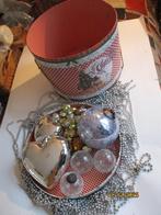 kerst versiering dik  glazen zware harten en ballen + doos, Ophalen, Nieuw
