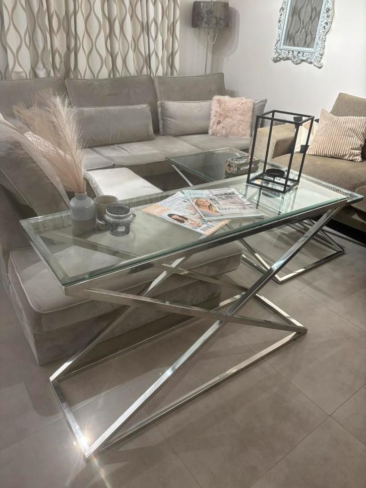 Luxe eric K stijl sidetable, Huis en Inrichting, Tafels | Sidetables, Zo goed als nieuw, Rechthoekig, Glas, Ophalen