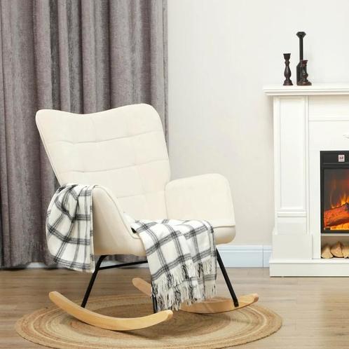 Schommelstoel van Berkenhout,  Dikke Bekleding (nieuw), Huis en Inrichting, Fauteuils, Nieuw, Hout, Stof, 50 tot 75 cm, Ophalen of Verzenden