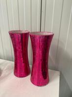 Roze disco vazen, Huis en Inrichting, Woonaccessoires | Vazen, Overige kleuren, Ophalen of Verzenden, Minder dan 50 cm, Glas