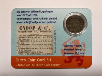 Dutch Coin Card 3.1. 2,5 cent van Willem III. beschikbaar voor biedingen