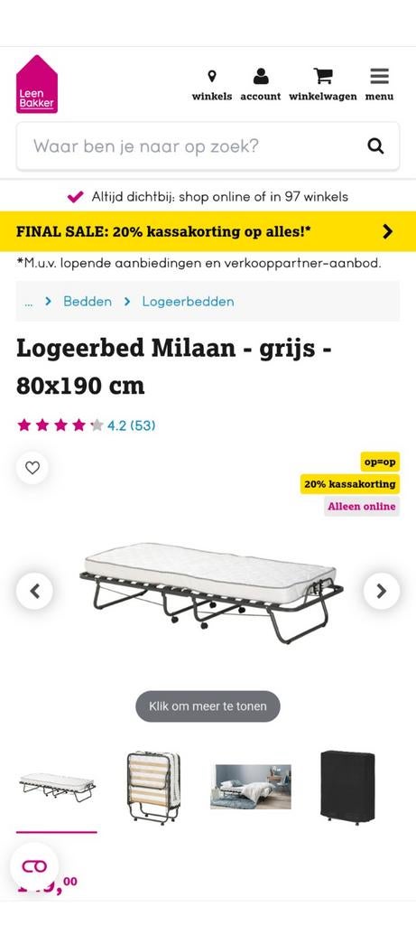 Eenpersoon opklapbaarbed met matras - compact en comfortabel, Gebruikt, Metaal, Eenpersoons, 70 cm of minder