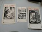 Ex libris-anton pieck-3 stuks, Gebruikt, Ophalen of Verzenden, Voor 1940, Prent