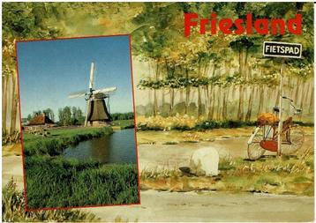 Ansichtkaart Friesland, molen beschikbaar voor biedingen