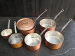 Koperen Pannenset - 6 Delig, Ophalen of Verzenden, Gebruikt, Rvs, Pannenset
