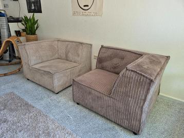 Stoere grove ribstof zachte rib hoekbank element bank beschikbaar voor biedingen