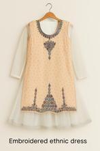 Paarse Feestjurk met Gouden Borduursels (M/L) + Dupatta, Maat 38/40 (M), Verzenden, Paars, Zo goed als nieuw