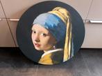 Rond canvas schilderij Meisje met de Parel (Vermeer), Ophalen, 50 tot 75 cm, Zo goed als nieuw, Schilderij