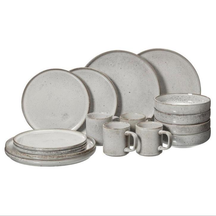 Serviesset 16-delig (-2 schaaltjes) glazuur grijs Kwantum, Huis en Inrichting, Keuken | Servies, Nieuw, Compleet servies, Overige stijlen