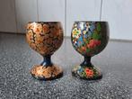2 vintage houten eierdopjes prachtig beschilderd, Antiek en Kunst, Ophalen of Verzenden