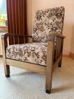 Brocante / retro haardstoel – comfortabele eiken stoel, Huis en Inrichting, Ophalen, Zo goed als nieuw, Bruin, Eén