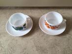 2 thee/koffie kopjes met schotels. Retro., Antiek en Kunst, Antiek | Servies los, Ophalen of Verzenden