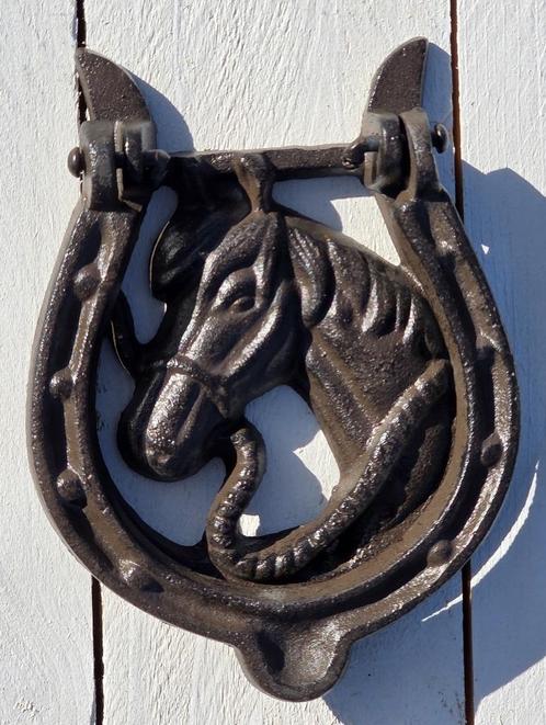 DEURKLOPPER / HOEFIJZER MET PAARDENHOOFD, Tuin en Terras, Tuinwanddecoratie, Nieuw, Ophalen of Verzenden