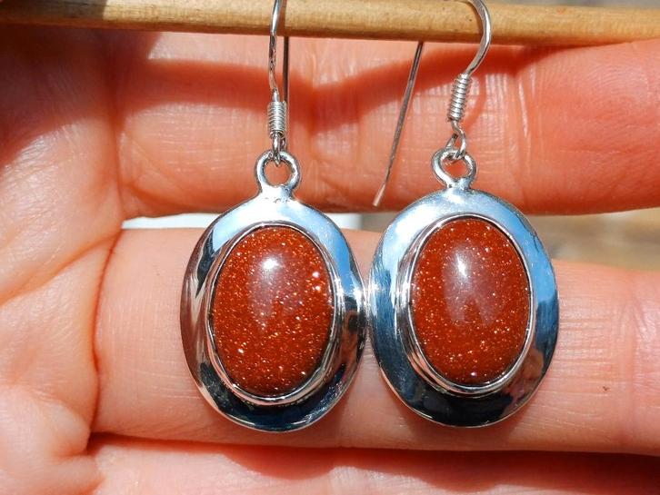 Vanoli 925 zilveren oorbellen met goudsteen, Sieraden, Tassen en Uiterlijk, Oorbellen, Nieuw, Hangers, Zilver, Overige kleuren