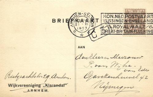 Wijkvereeniging Klarendal Arnhem. - briefkaart - 1923 geschr, Postzegels en Munten, Brieven en Enveloppen | Nederland, Briefkaart