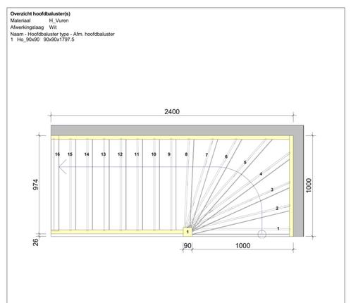 Trap over, 16 treden., Doe-het-zelf en Verbouw, Ladders en Trappen, Nieuw, Trap, 2 tot 4 meter, Ophalen
