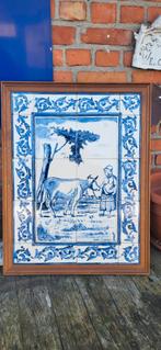 Zeeuws Tegeltableau met Boerin en Koe - Willem van de Graaf, Antiek en Kunst, Curiosa en Brocante, Ophalen of Verzenden