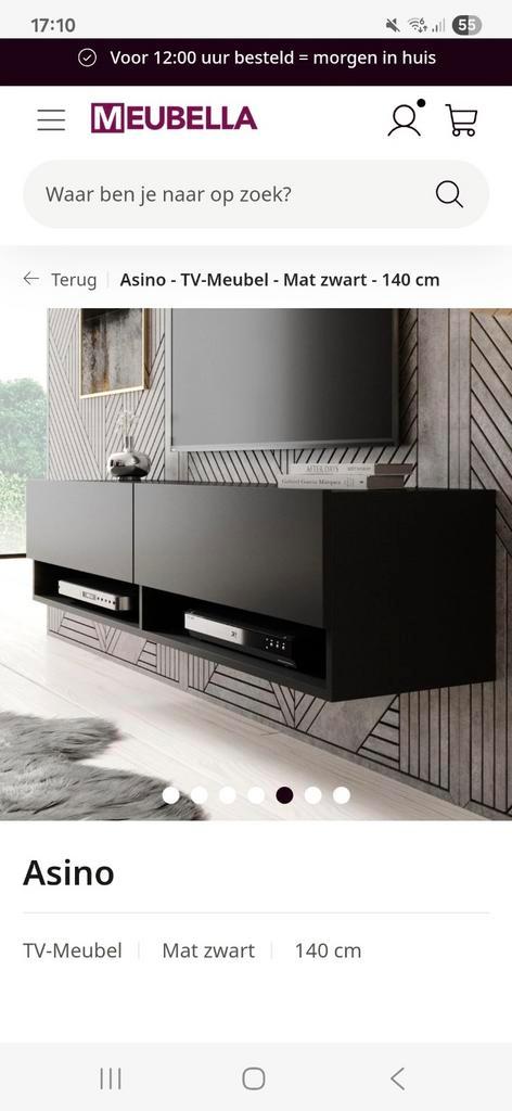 Nieuwe mat zwarte TV meubel - Meubella, Huis en Inrichting, Kasten | Televisiemeubels, Nieuw, Minder dan 100 cm, 100 tot 150 cm