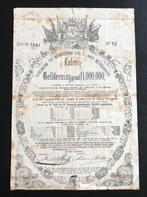 Loterij Geldleening 1000 Gulden 1870 Lands Weerbaarheid, Verzenden, Voor 1920, Certificaat van aandeel