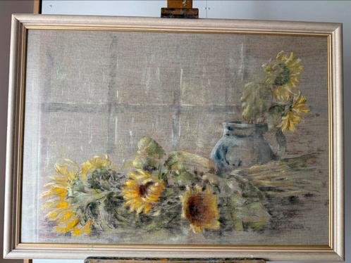 Zonnebloem Maria de Ruiter de Witt, 108 x 78, pastel op doek, Antiek en Kunst, Kunst | Schilderijen | Klassiek, Ophalen