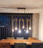 Industriele hanglamp zwart metaal met dikke touw, Huis en Inrichting, Lampen | Hanglampen, Industrieel, Metaal, Zo goed als nieuw