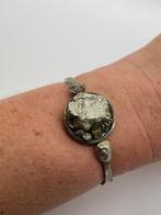 A379 Prachtige zilveren armband met ruwe pyriet, Ophalen of Verzenden, Zilver, Armband