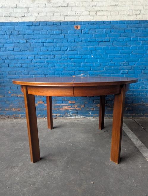 Vintage teak ronde eettafel 125cm Denemarken, Huis en Inrichting, Tafels | Eettafels, Gebruikt, 100 tot 150 cm, 100 tot 150 cm