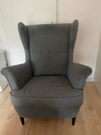 IKEA Strandmon Stoel + Voetenbank - Grijs, Ophalen of Verzenden, Gebruikt, Stof, 75 tot 100 cm
