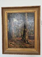 Schilderij olieverf marouflé "Bos" SCH33, Ophalen of Verzenden