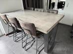 Hoge eettafel met 6 draaibare stoelen/ Krukken H&H, Huis en Inrichting, Tafels | Eettafels, Ophalen, Zo goed als nieuw, Rechthoekig