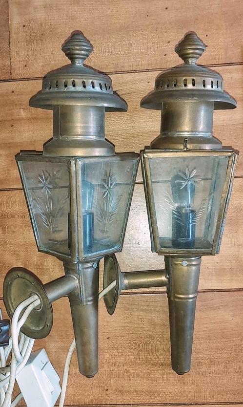 KOPEREN ANTIEKE KOETSLAMP, Antiek en Kunst, Antiek | Lampen, Ophalen of Verzenden